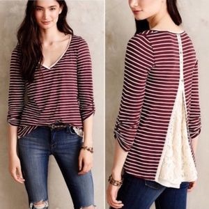 Anthropologie Meadow Rue Striped Lace Top